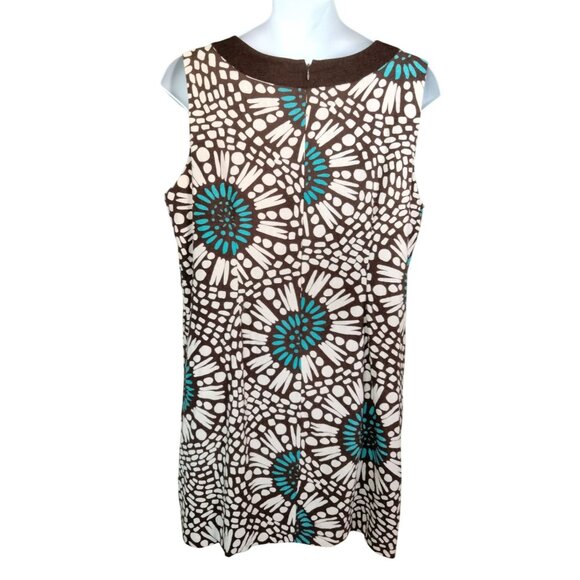 Jessica Howard Brown Turquoise Abstract Print Dress Beaded Neckline Size 22W - Picture 6 of 8
